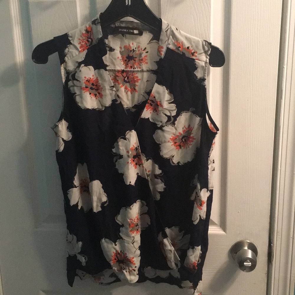 Ivanka trump navy floral blouse